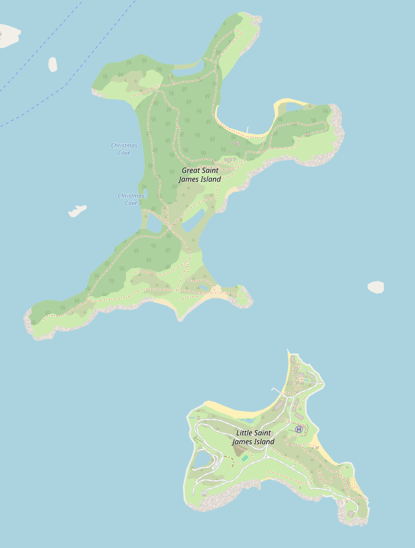 Map of Great St. James and Little St. James Islands