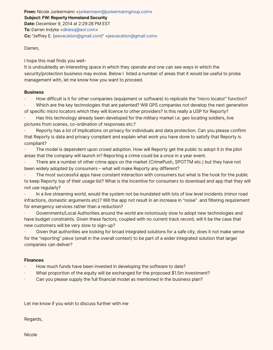 Email from Nicole Junkermann - December 9, 2014